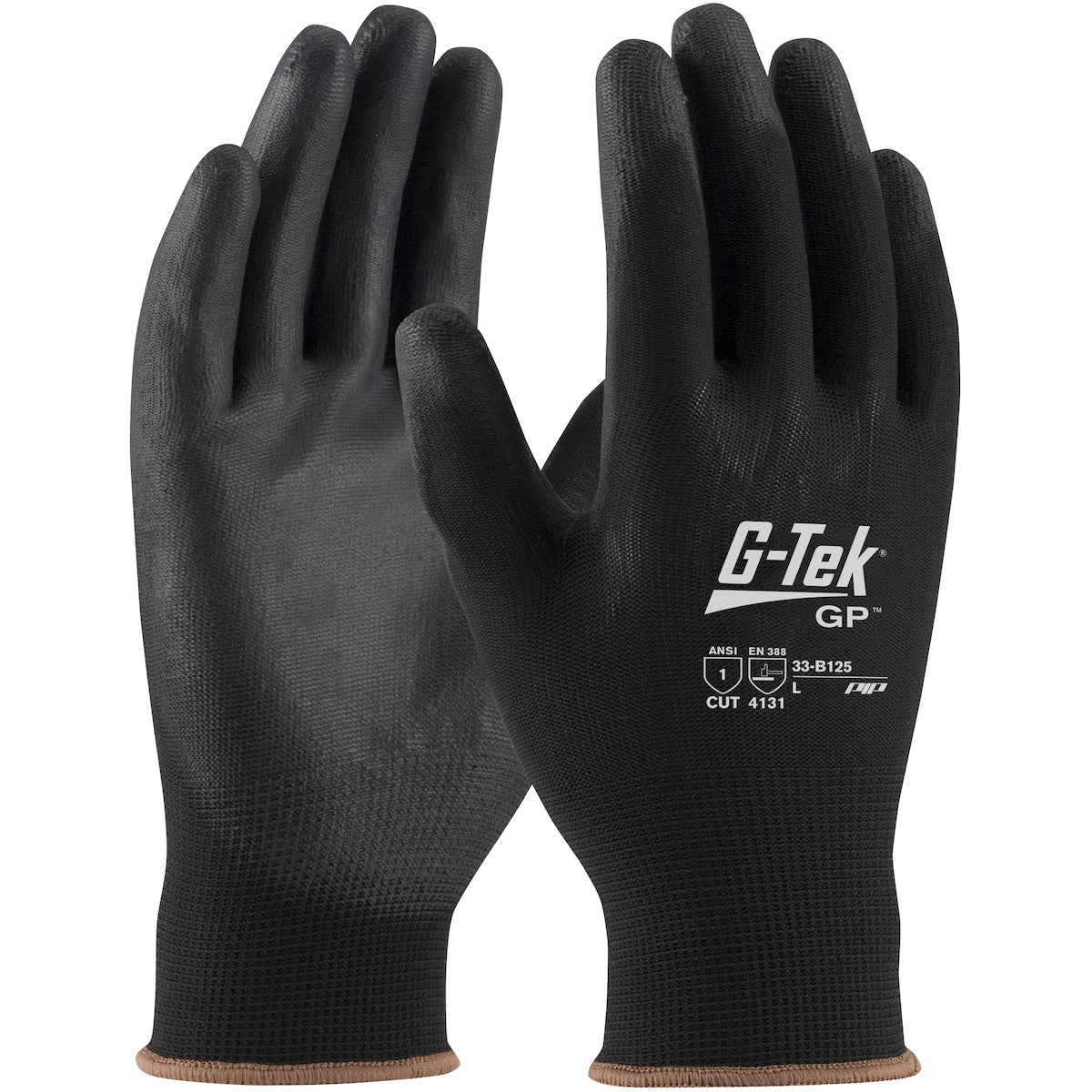 33-B125 Seamless Knit Nylon Blend Glove with Polyurethane Coated Flat Grip on Palm & Fingers - Touchscreen