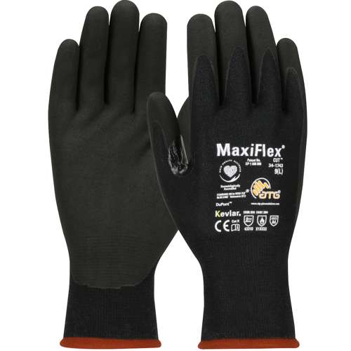 34-1743 Seamless Knit DuPont™ Kevlar® Glove with Premium Nitrile Coated MicroFoam Grip on Palm & Fingers - Touchscreen