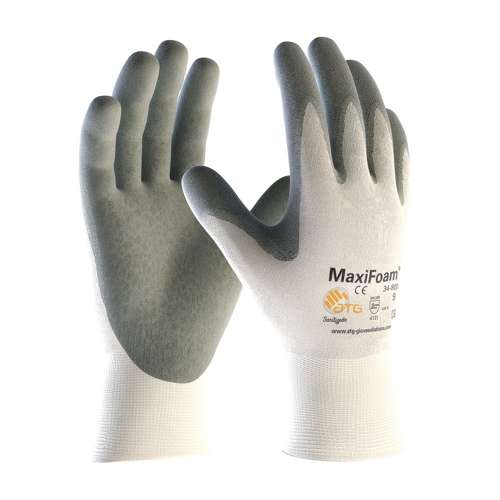 34-800V Seamless Knit Nylon Glove with Nitrile Coated MicroFoam Grip on Palm & Fingers - Vend-Ready with Sustainable Paper Band