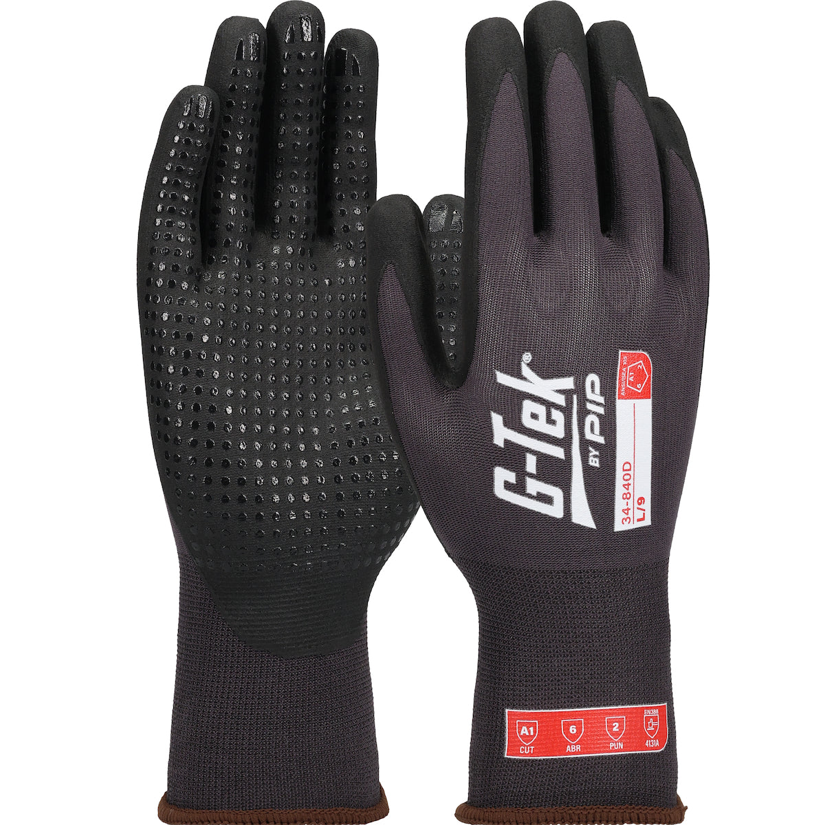 34-840D Premium Seamless Knit Nylon/Spandex Glove with Foam Nitrile Coating on Palm & Fingers - Micro Dot Palm