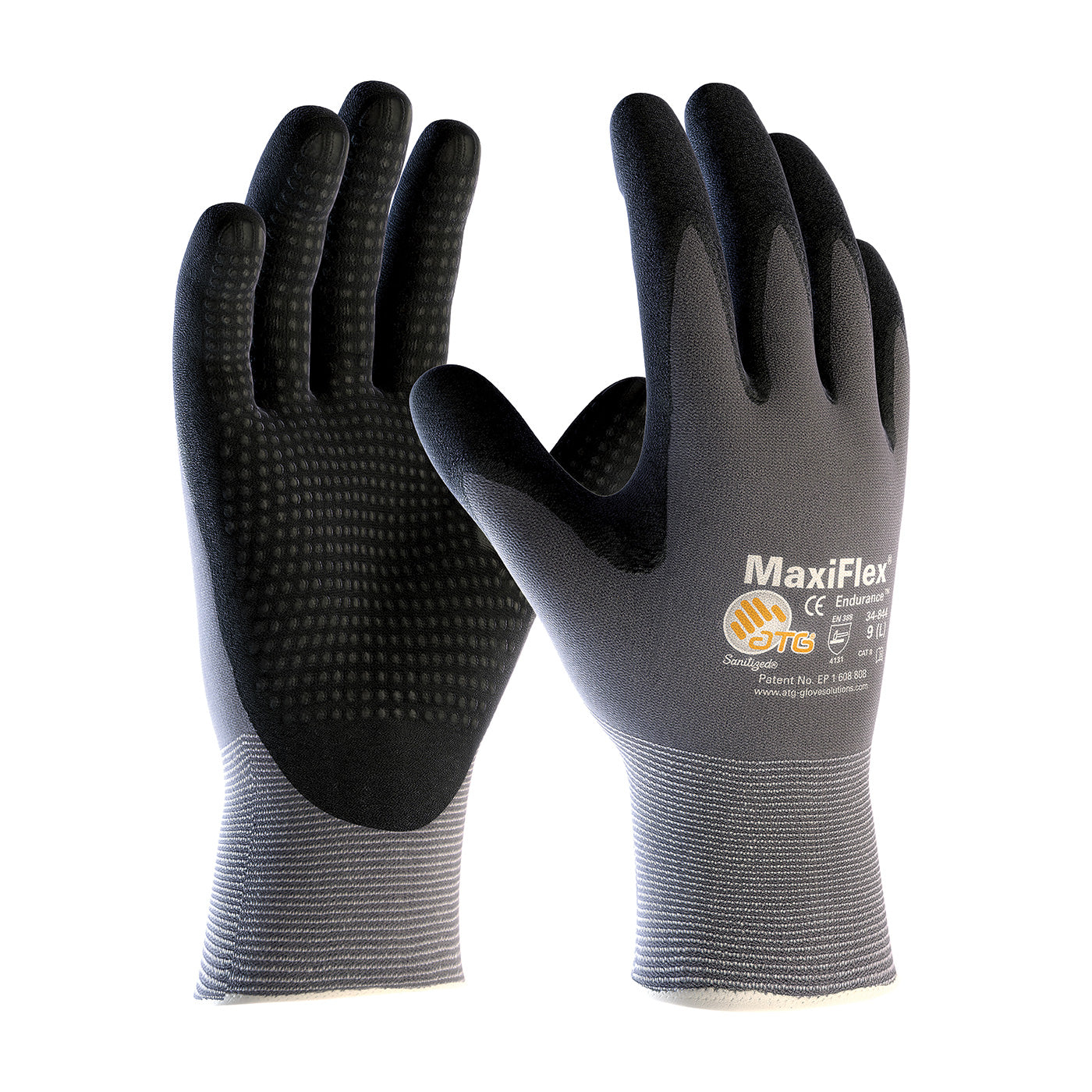 34-844 Seamless Knit Nylon Glove with Nitrile Coated MicroFoam Grip on Palm & Fingers - Micro Dot Palm - Touchscreen