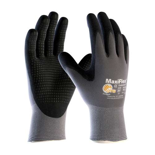 34-844 Seamless Knit Nylon Glove with Nitrile Coated MicroFoam Grip on Palm & Fingers - Micro Dot Palm - Touchscreen