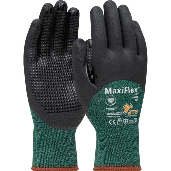 34-8453 Seamless Knit Engineered Yarn Glove with Premium Nitrile Coated MicroFoam Grip on Palm, Fingers & Knuckles - Micro Dot Palm - Touchscreen