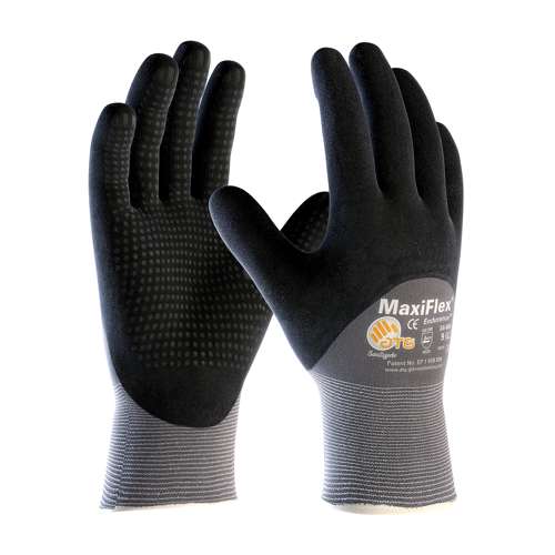 34-845 Seamless Knit Nylon Glove with Nitrile Coated MicroFoam Grip on Palm, Fingers & Knuckles - Micro Dot Palm