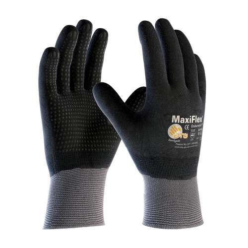 34-846 Seamless Knit Nylon Glove with Nitrile Coated MicroFoam Grip on Full Hand - Micro Dot Palm - Touchscreen