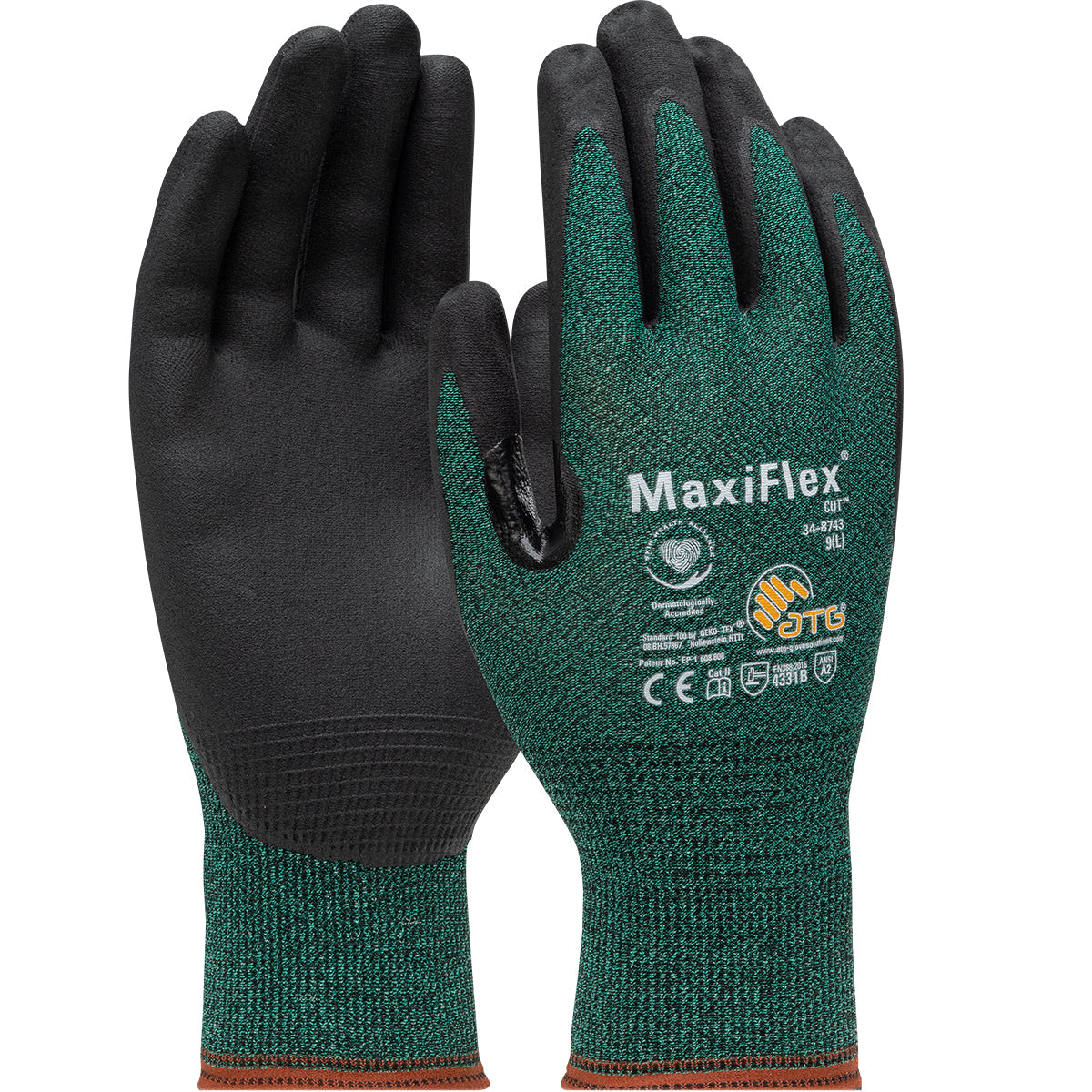 34-8743V Seamless Knit Engineered Yarn Glove with Premium Nitrile Coated MicroFoam Grip on Palm & Fingers - Touchscreen - Vend-Ready