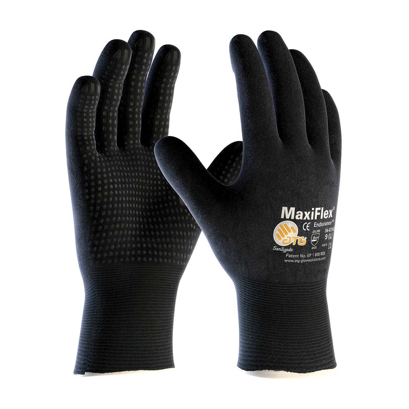 34-8745 Seamless Knit Nylon Glove with Nitrile Coated MicroFoam Grip on Full Glove - Micro Dot Palm - Touchscreen