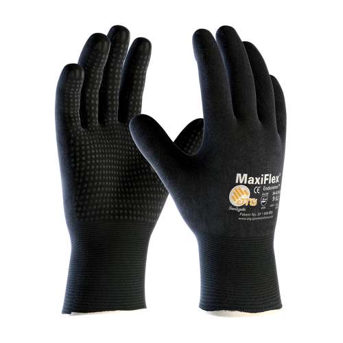 34-8745 Seamless Knit Nylon Glove with Nitrile Coated MicroFoam Grip on Full Glove - Micro Dot Palm - Touchscreen
