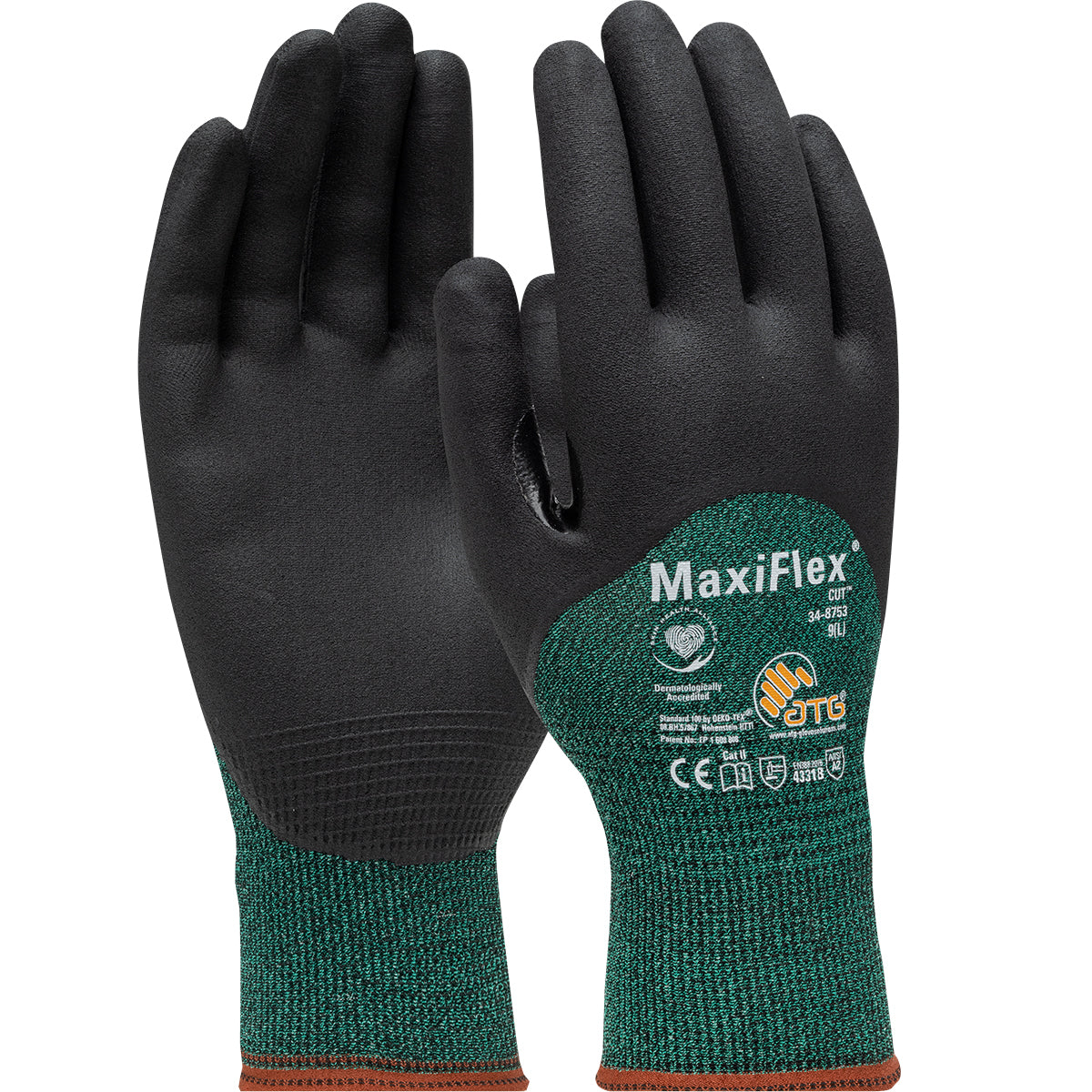 34-8753 Seamless Knit Engineered Yarn Glove with Premium Nitrile Coated MicroFoam Grip on Palm, Fingers & Knuckles - Touchscreen