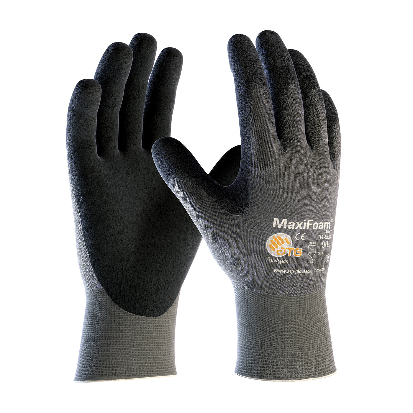 34-900 Ultra Lightweight Seamless Knit Nylon Glove with Nitrile Coated MicroFoam Grip on Palm & Fingers