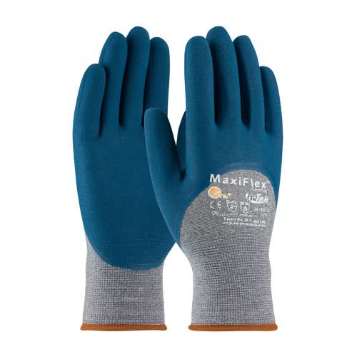 34-9025 Seamless Knit Cotton/Nylon Glove with Nitrile Coated MicroFoam Grip on Palm, Fingers & Knuckles - Touchscreen
