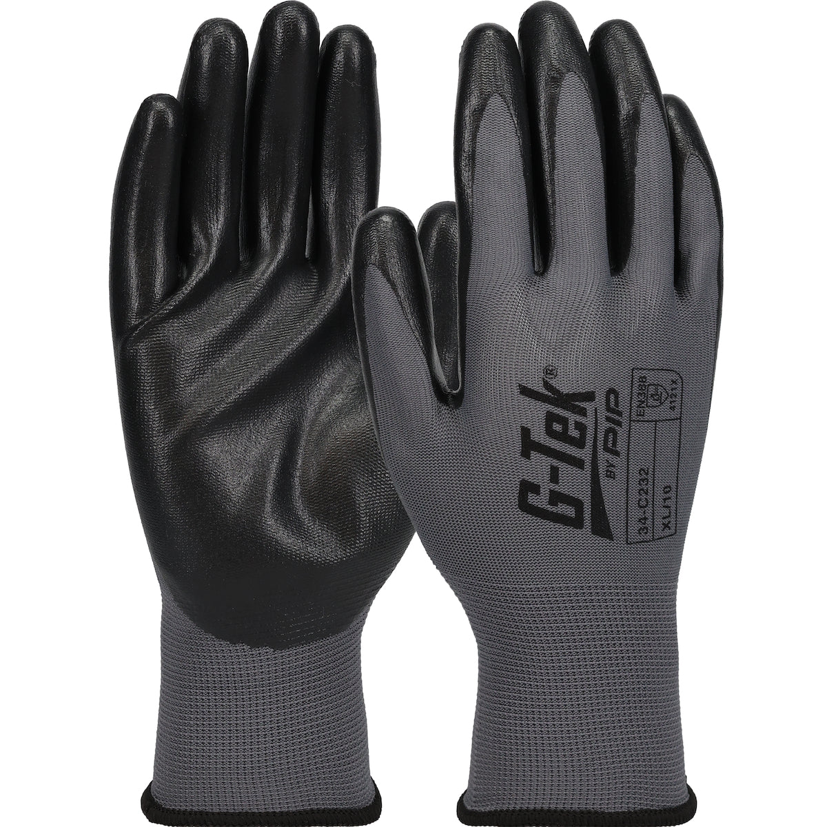 34-C232 Seamless Knit Nylon Glove with Nitrile Coated Foam Grip on Palm & Fingers