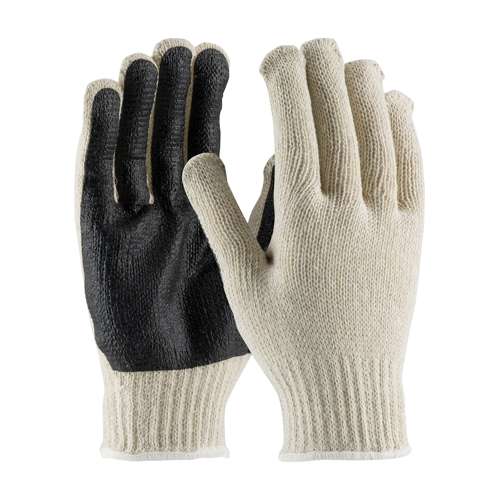 36-110PC-BK Regular Weight Seamless Knit Cotton/Polyester Glove with PVC Palm Coated Grip