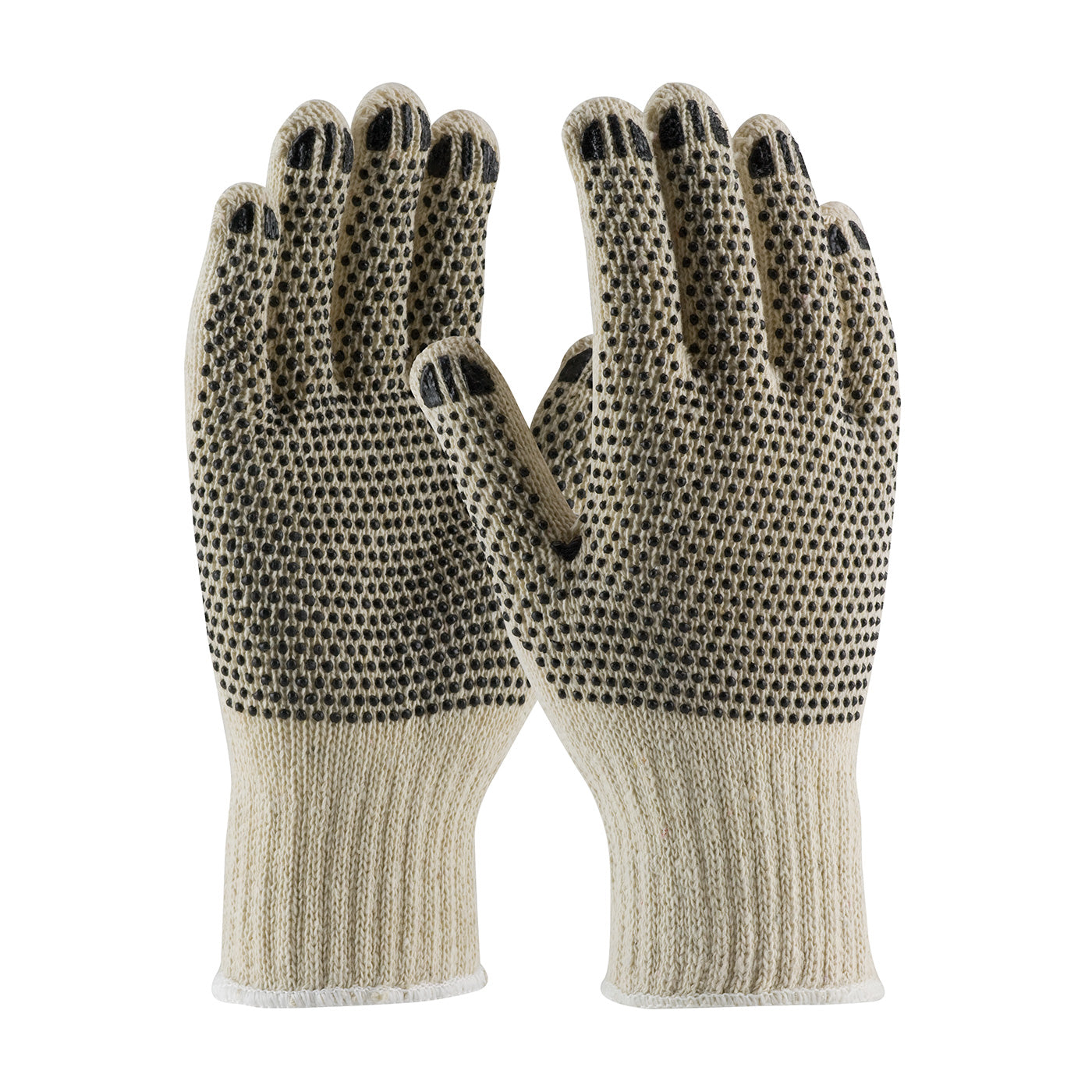 36-110PDD Regular Weight Seamless Knit Cotton/Polyester Glove with PVC Dotted Grip - Double-Sided