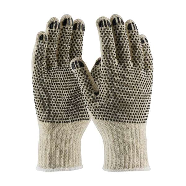36-110PDD Regular Weight Seamless Knit Cotton/Polyester Glove with PVC Dotted Grip - Double-Sided