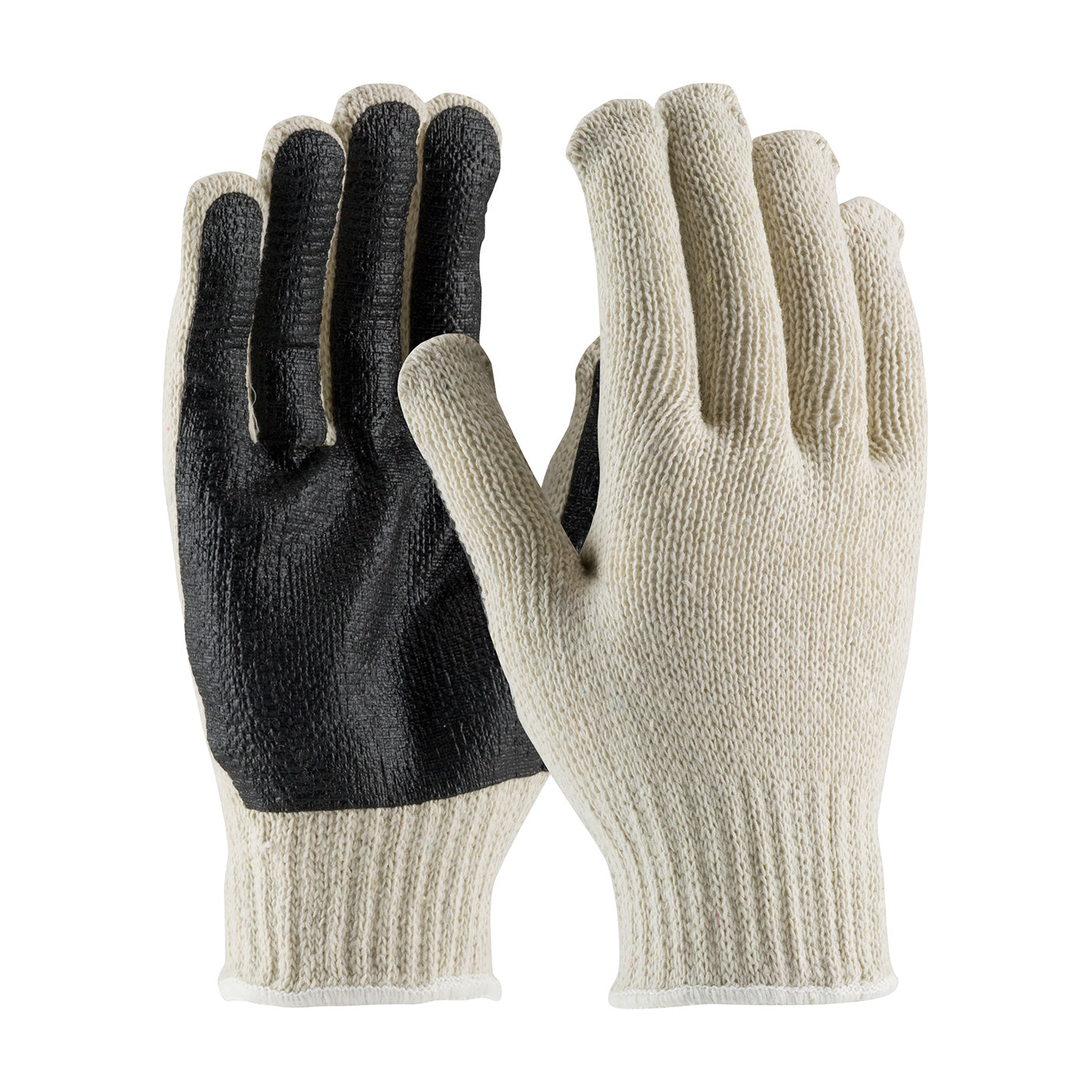 36-110PC-BK Regular Weight Seamless Knit Cotton/Polyester Glove with PVC Palm Coated Grip