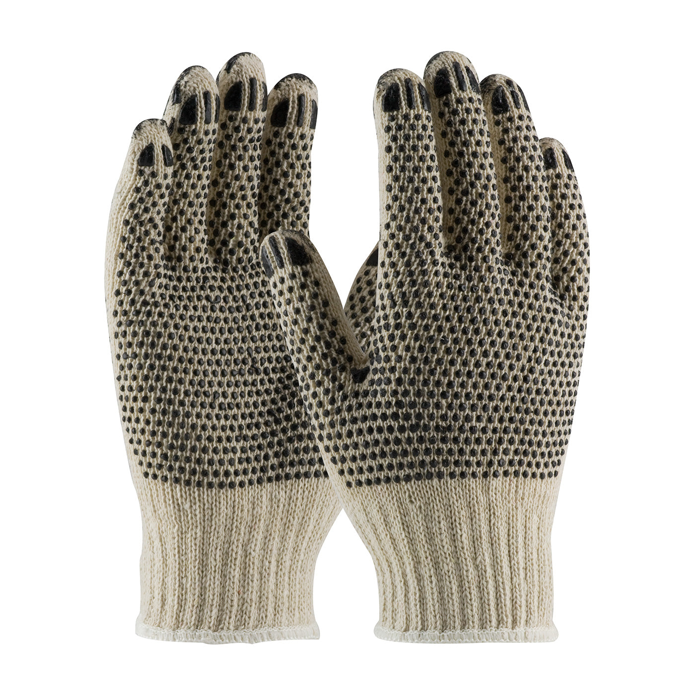 36-C330PDD Heavy Weight Seamless Knit Cotton/Polyester Glove with PVC Dotted Grip - Double-Sided w/ Coated Fingertips