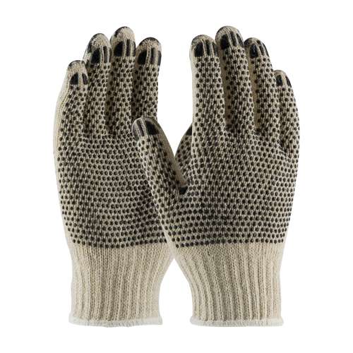 36-C330PDD Heavy Weight Seamless Knit Cotton/Polyester Glove with PVC Dotted Grip - Double-Sided w/ Coated Fingertips