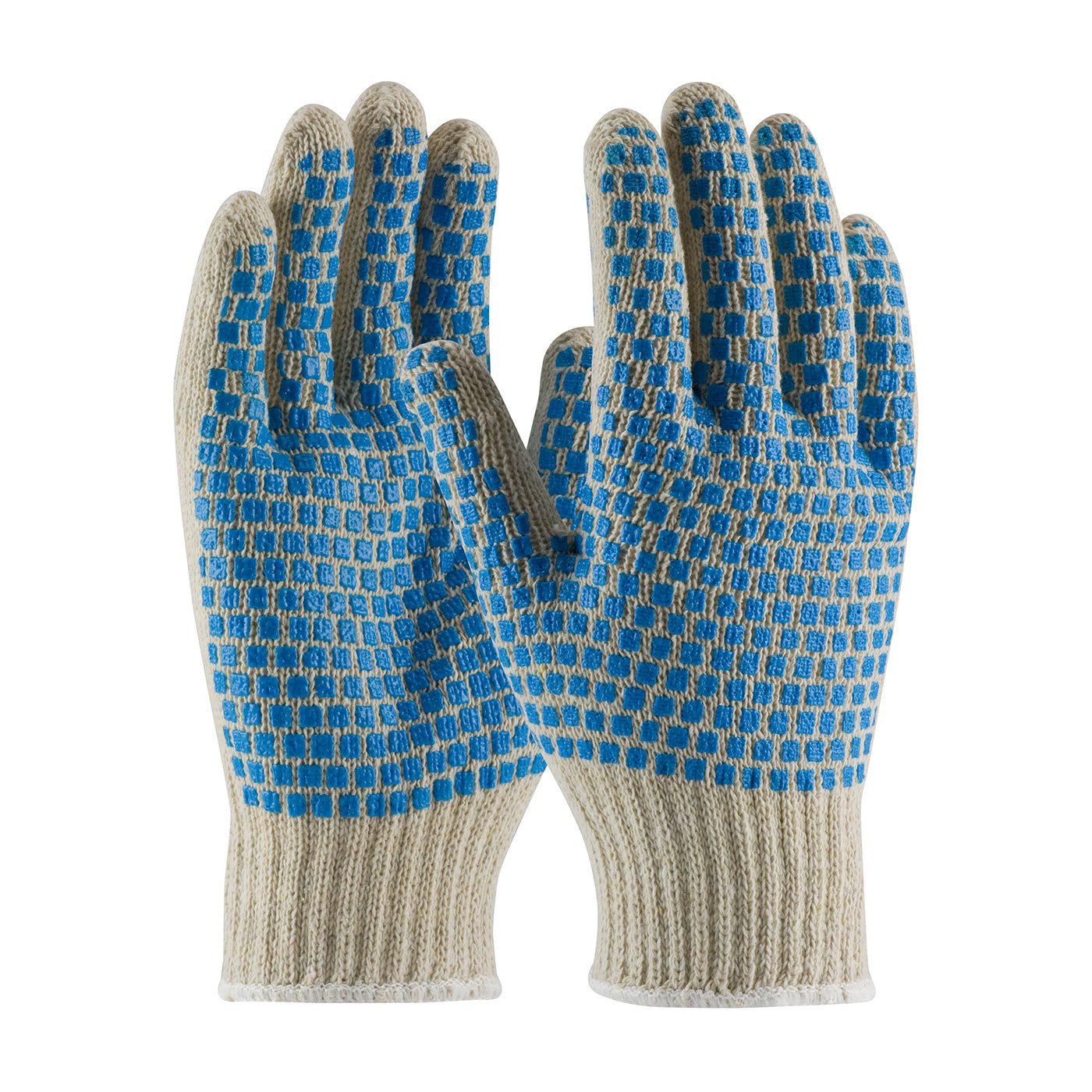 37-C110BB Seamless Knit Cotton / Polyester Glove with Double-Sided PVC Brick Pattern Grip - 7 Gauge