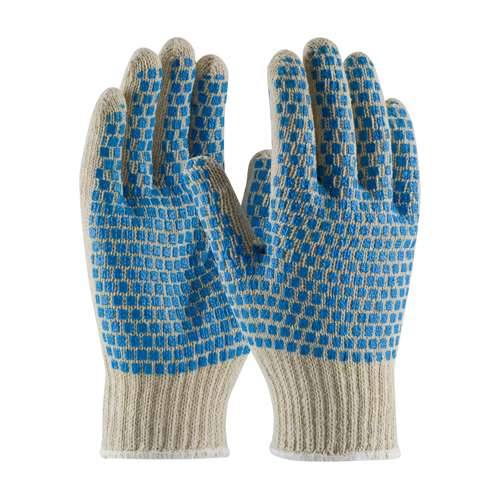 37-C110BB Seamless Knit Cotton / Polyester Glove with Double-Sided PVC Brick Pattern Grip - 7 Gauge