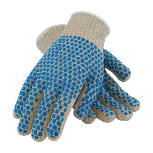 37-C110BB Seamless Knit Cotton / Polyester Glove with Double-Sided PVC Brick Pattern Grip - 7 Gauge