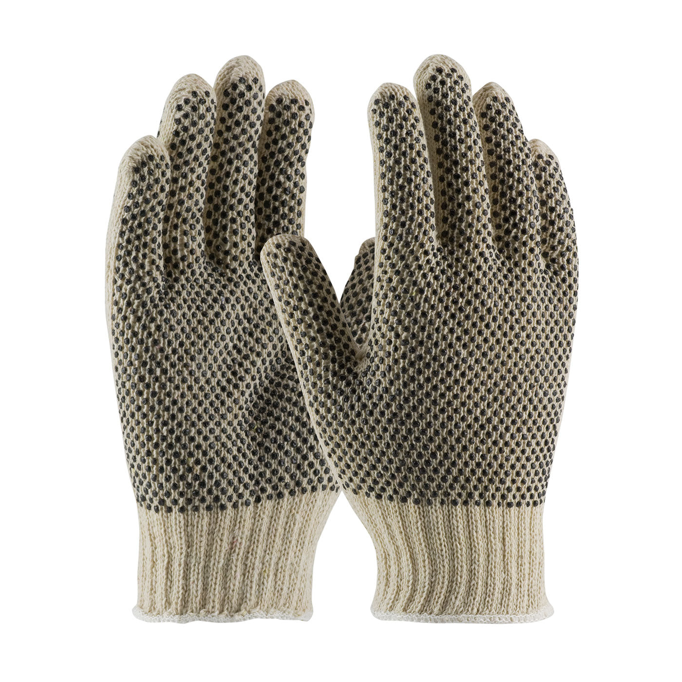 37-C112PDD Seamless Knit Cotton / Polyester Glove with Double-Sided PVC Dense Dot Grip - 7 Gauge