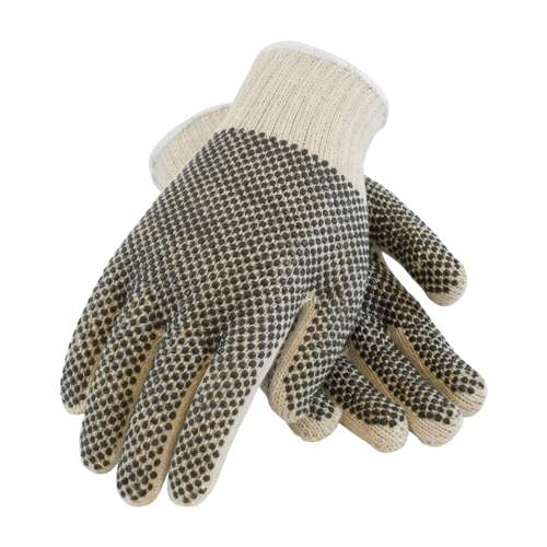 37-C112PDD Seamless Knit Cotton / Polyester Glove with Double-Sided PVC Dense Dot Grip - 7 Gauge