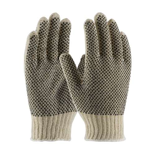 37-C112PDD Seamless Knit Cotton / Polyester Glove with Double-Sided PVC Dense Dot Grip - 7 Gauge