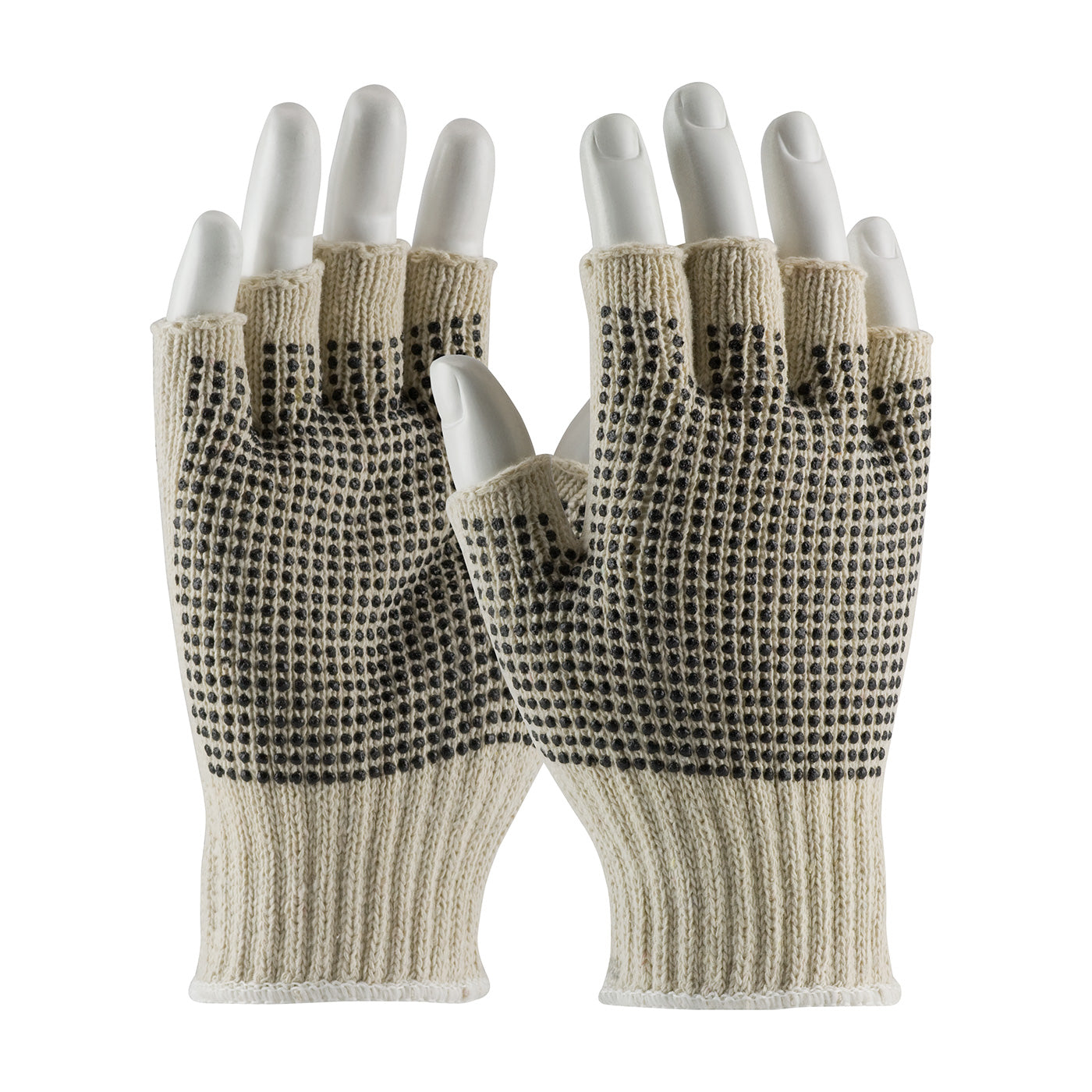 37-C119PDD Seamless Knit Cotton / Polyester Glove with Double-Sided PVC Dot Grip - Half-Finger