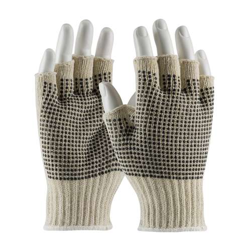 37-C119PDD Seamless Knit Cotton / Polyester Glove with Double-Sided PVC Dot Grip - Half-Finger