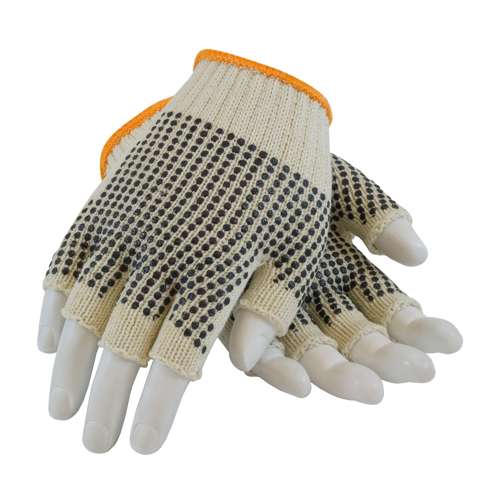 37-C119PDD Seamless Knit Cotton / Polyester Glove with Double-Sided PVC Dot Grip - Half-Finger