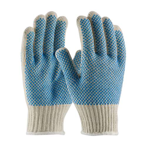 37-C512PDD-BL Seamless Knit Cotton / Polyester Glove with Double-Sided PVC Dense Dot Grip - 7 Gauge