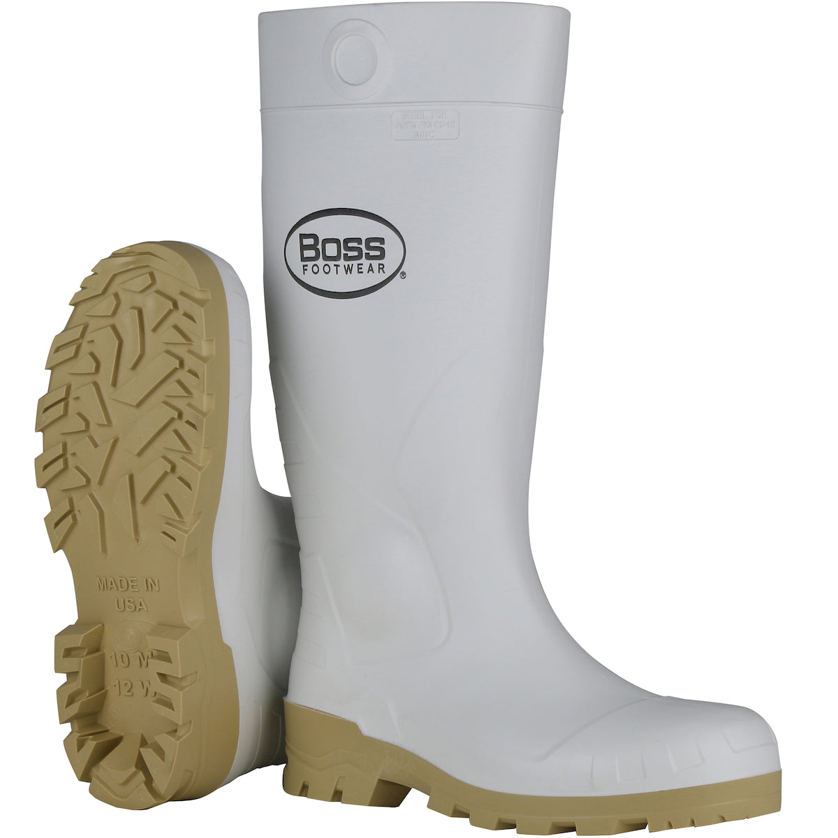 380-900 16" White PVC Plain Toe Boot