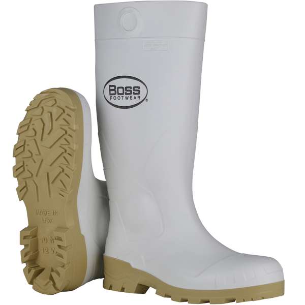 380-900 16" White PVC Plain Toe Boot