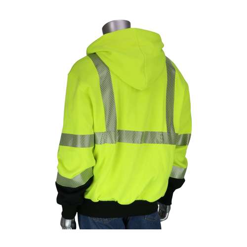 385-1370FR ANSI Type R Class 3 AR/FR Full Zip Hooded Sweatshirt with Black Bottom