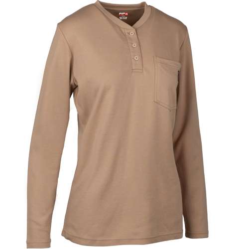 385-FRHNW AR/FR Dual-Certified Women's Long Sleeve Henley - 10.6 cal/cm2