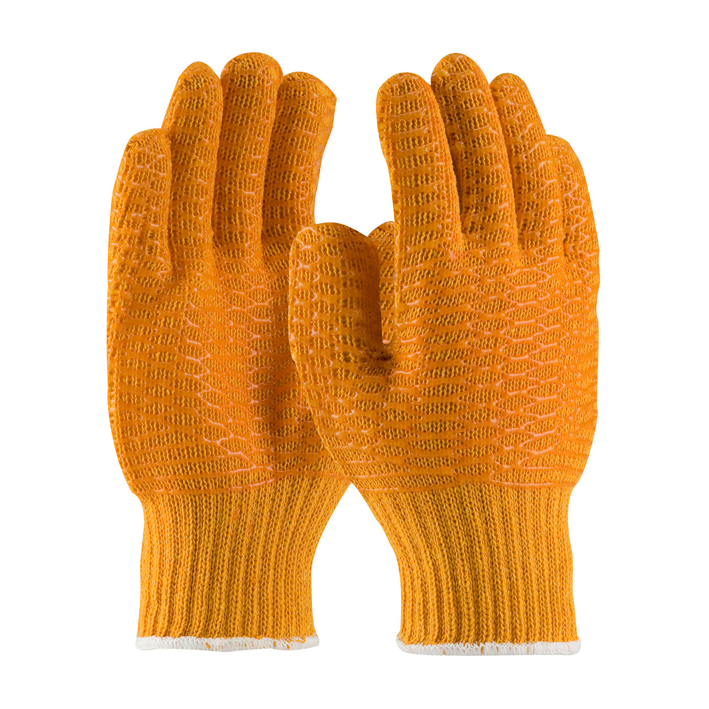 39-3013 Seamless Knit Polyester Glove with Double-Sided PVC Honeycomb     Criss-Cross Grip - Knit Wrist