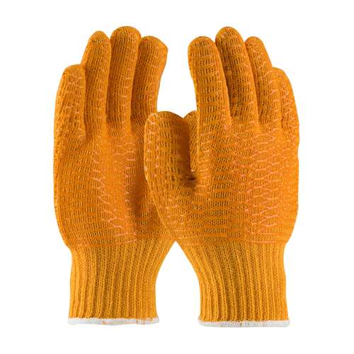 39-3013 Seamless Knit Polyester Glove with Double-Sided PVC Honeycomb     Criss-Cross Grip - Knit Wrist