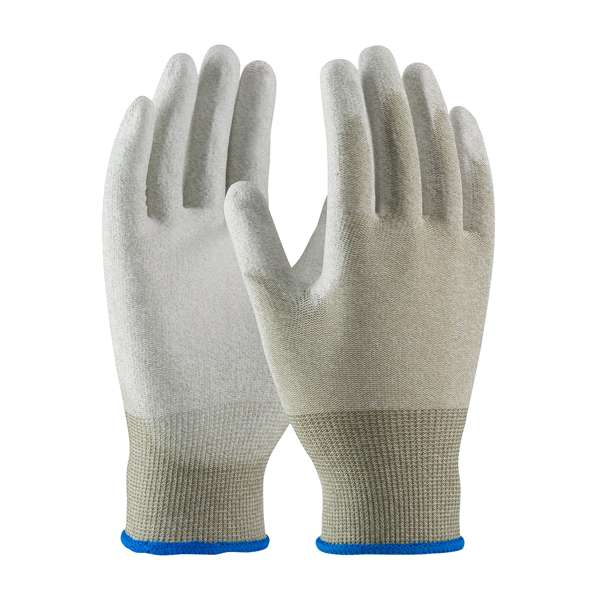 40-6415 Seamless Knit Nylon / Copper Fiber Electrostatic Dissipative (ESD) Glove with Polyurethane Coated Smooth Grip on Palm & Fingers
