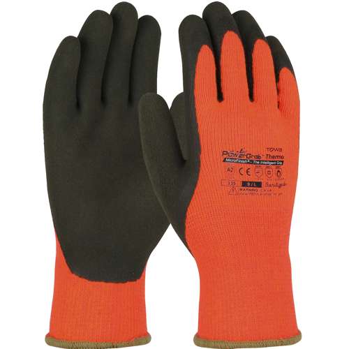 41-1400 Hi-Vis Seamless Knit Acrylic Terry Glove with Latex MicroFinish Grip on Palm & Fingers