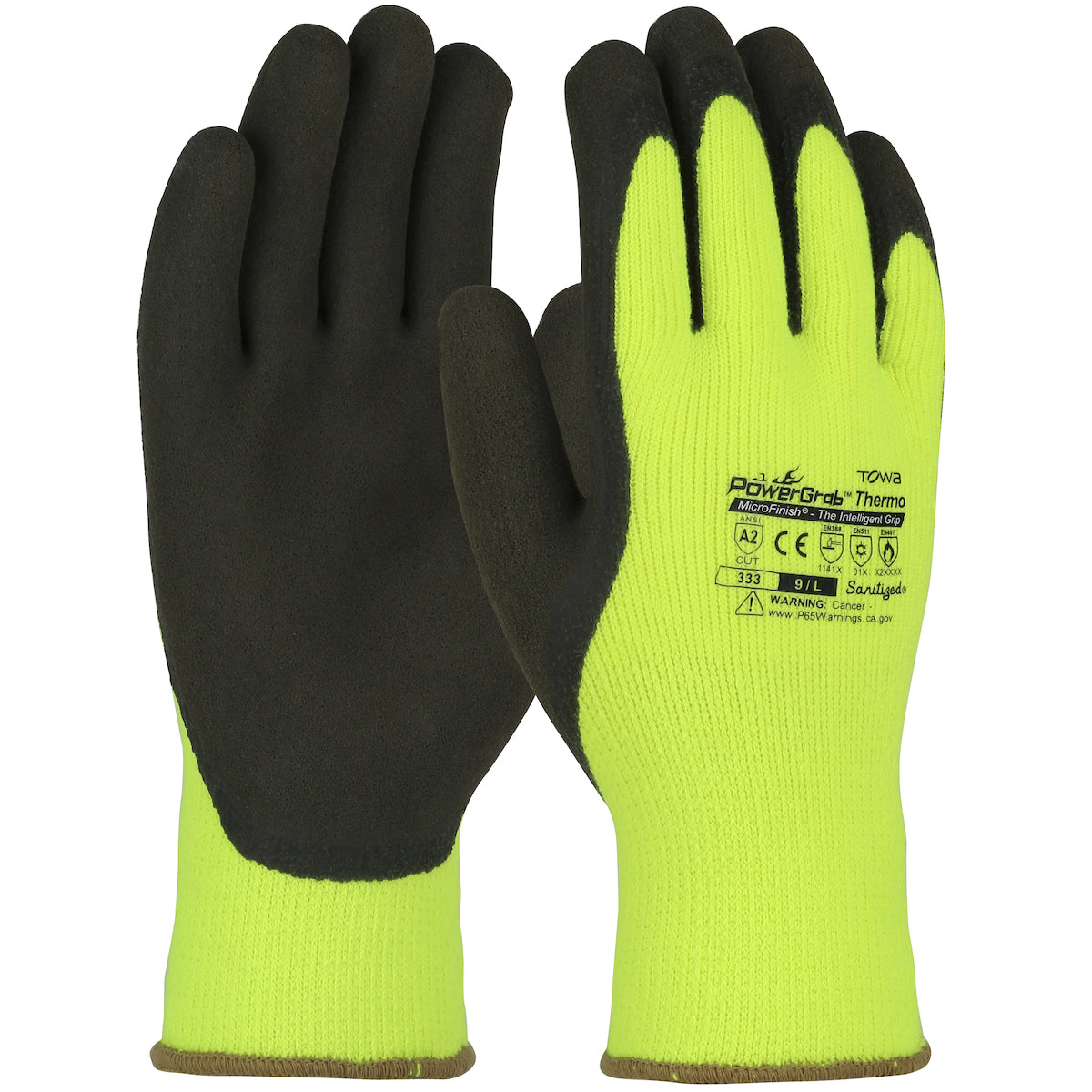 41-1405 Hi-Vis Seamless Knit Acrylic Terry Glove with Latex MicroFinish Grip on Palm & Fingers