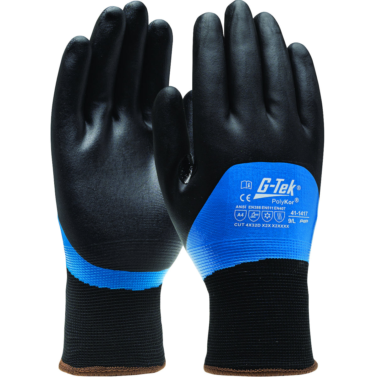 41-1417 Seamless Knit PolyKor® Blend Glove with Acrylic Liner and Double-Dipped Nitrile Foam Grip on Full Hand - Touchscreen Compatible
