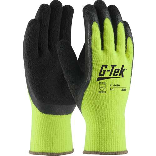 41-1420 Hi-Vis Seamless Knit Acrylic Glove with Latex Coated Foam Grip on Palm, Fingers & Thumb