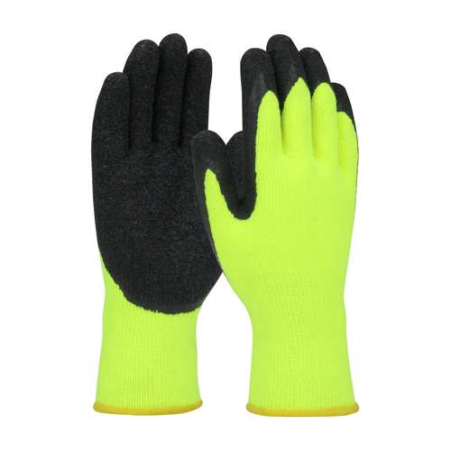 41-1425 Economy Hi-Vis Seamless Knit Acrylic Glove with Latex Coated Crinkle Grip on Palm & Fingers