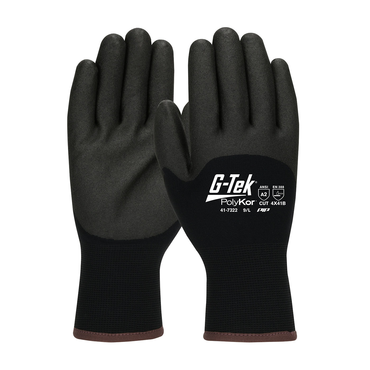 41-7322 Seamless Knit PolyKor® Blend Glove with Acrylic Lining and PVC Foam Grip on Palm, Fingers & Knuckles