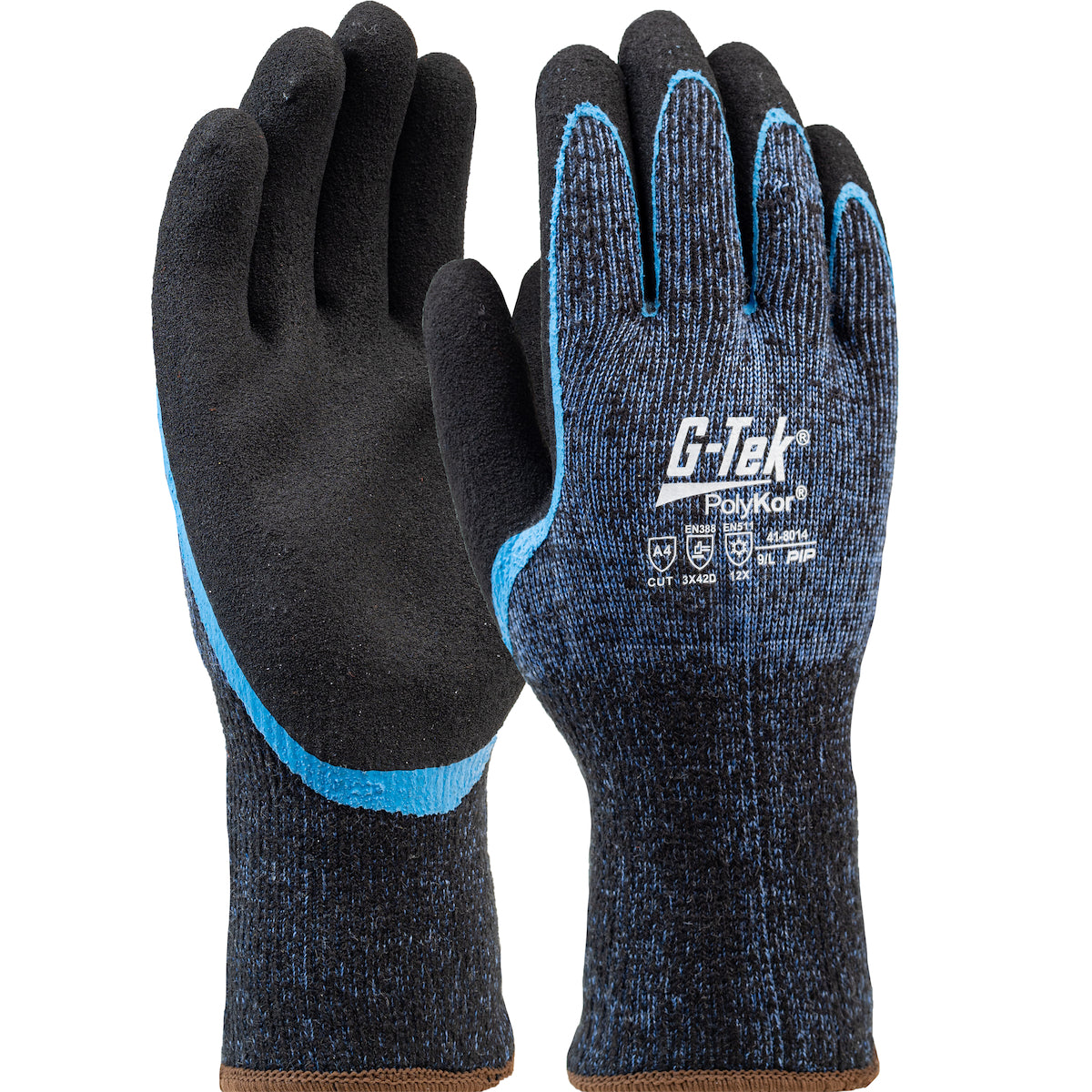 41-8014 Seamless Knit Single-Layer PolyKor®/ Acrylic Blend Glove with Double-Dip Latex MicroSurface Grip on Palm & Fingers