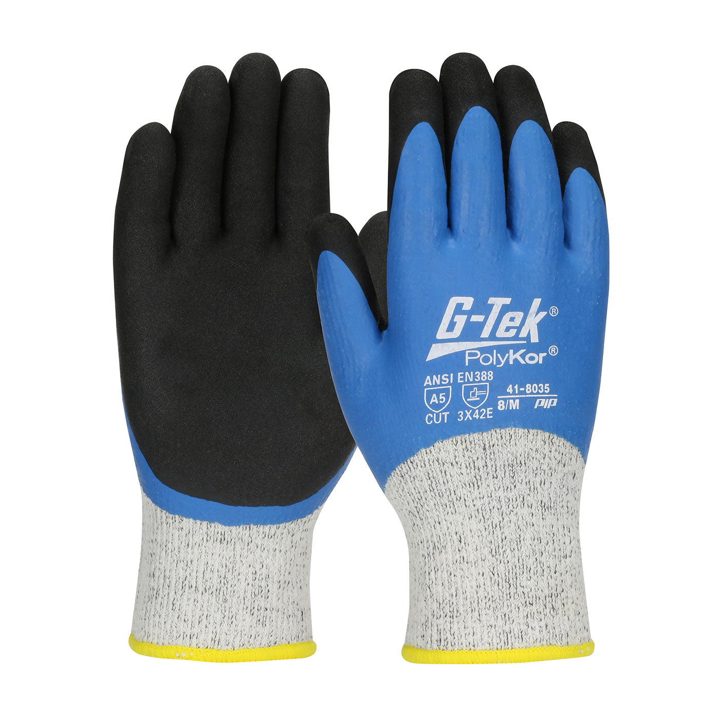 41-8035 Seamless Knit Single-Layer PolyKor®/ Acrylic Blend Glove with Double-Dip Latex MicroSurface Grip on Full Hand