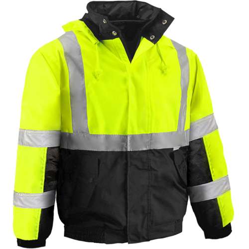 411ST ANSI Type R Class 3 Waterproof Black Bottom Bomber Jacket with Fleece Lining