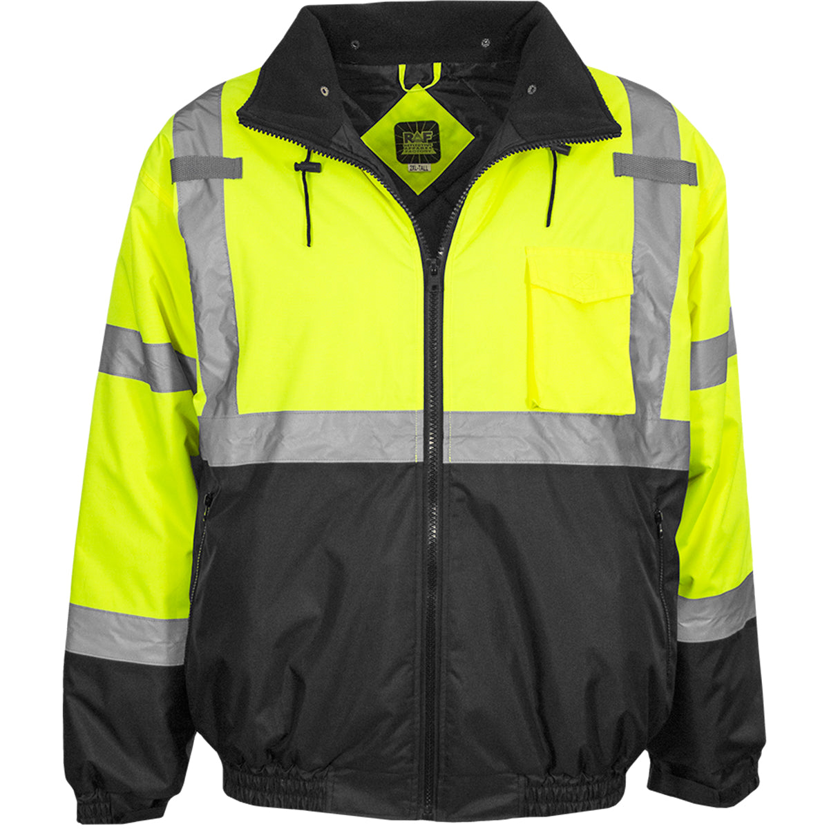 413GT ANSI Type R Class 3 Waterproof Black Bottom Bomber Jacket with Quilted Fleece Liner