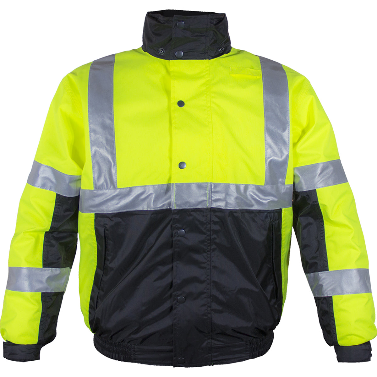 414ST ANSI Type R Class 3 Black Bottom Bomber Jacket with Hood - Systems Gear